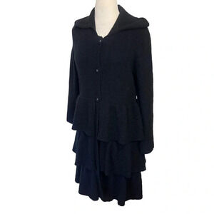KC Parker 14/16(girls) black dressy long sweater coat with 3 tiered hem‎